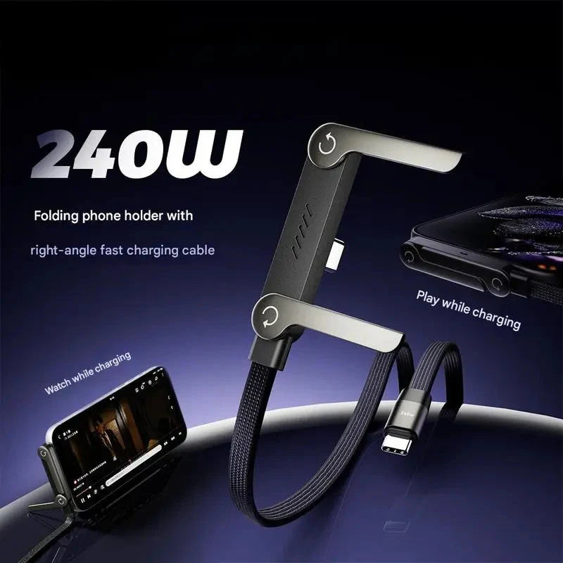 Invisible Holder Charger Cable with Phone Stand - 240W Super Fast Charging.