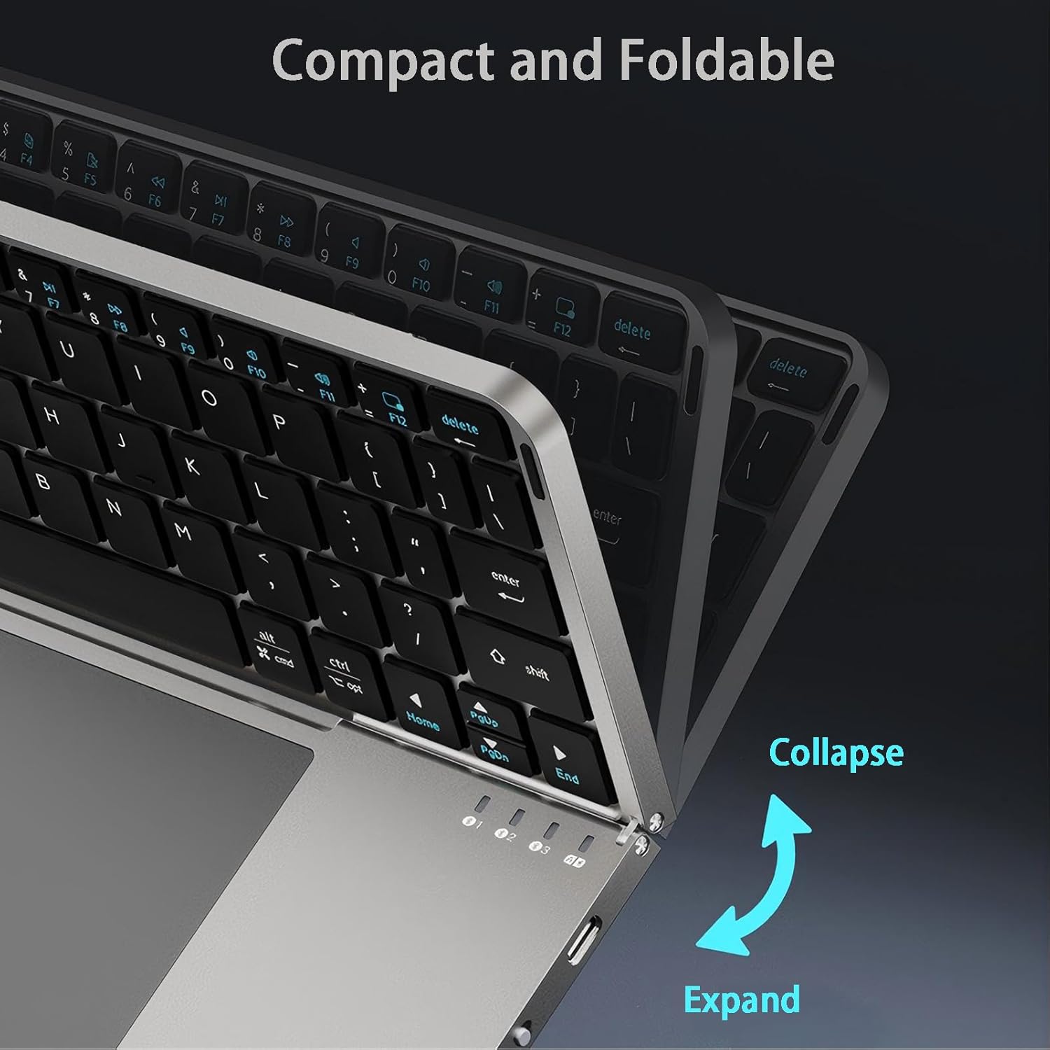TouchFold Wireless Keyboard for iPad, Mobile & Laptop(Built-in Touchpad Control)