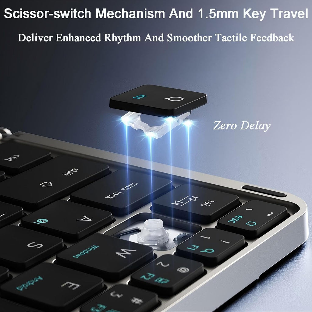 TouchFold Wireless Keyboard for iPad, Mobile & Laptop(Built-in Touchpad Control)