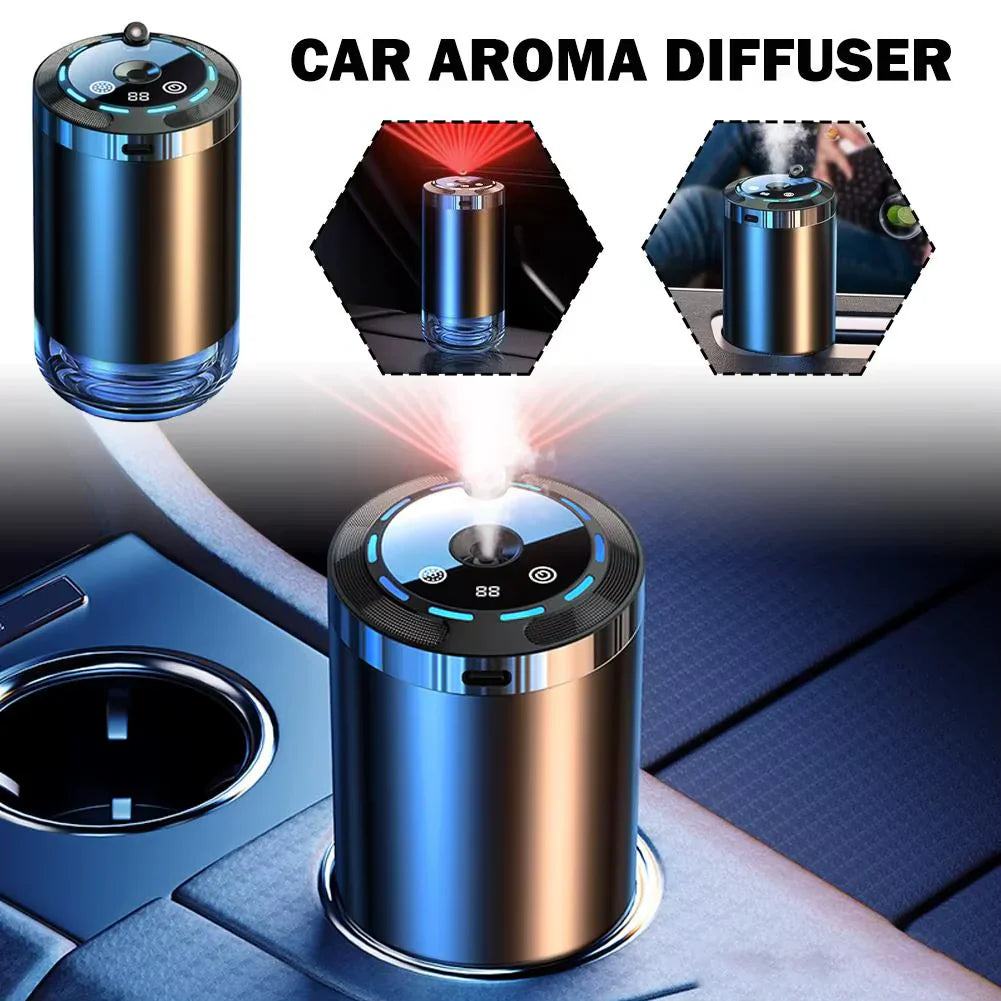 Smart Car Air Freshener – Rechargeable Automatic Fragrance Diffuser with 5 Intensity Levels, Adjustable Scent Control for Vehicle Interior