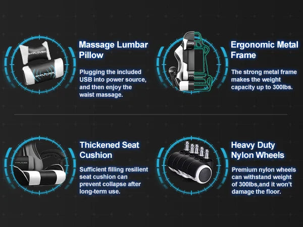 GTPLAYER Gaming Chair with Footrest – Ergonomic Office & Gaming Chair with Lumbar Support and Recline Function.