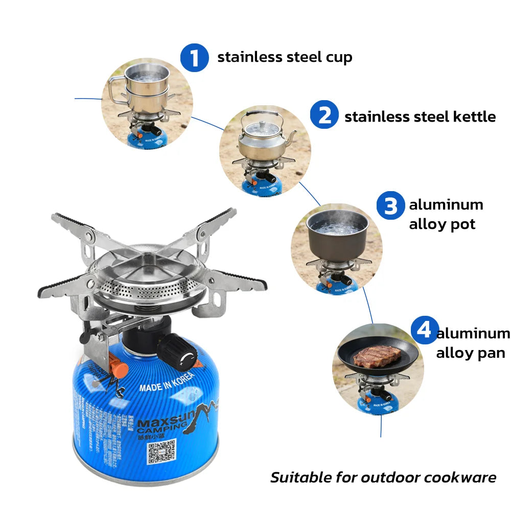 Pandatour Portable Windproof Camping Gas Stove – High Efficiency Outdoor Burner for Hiking, Camping, BBQ & Emergency Cooking