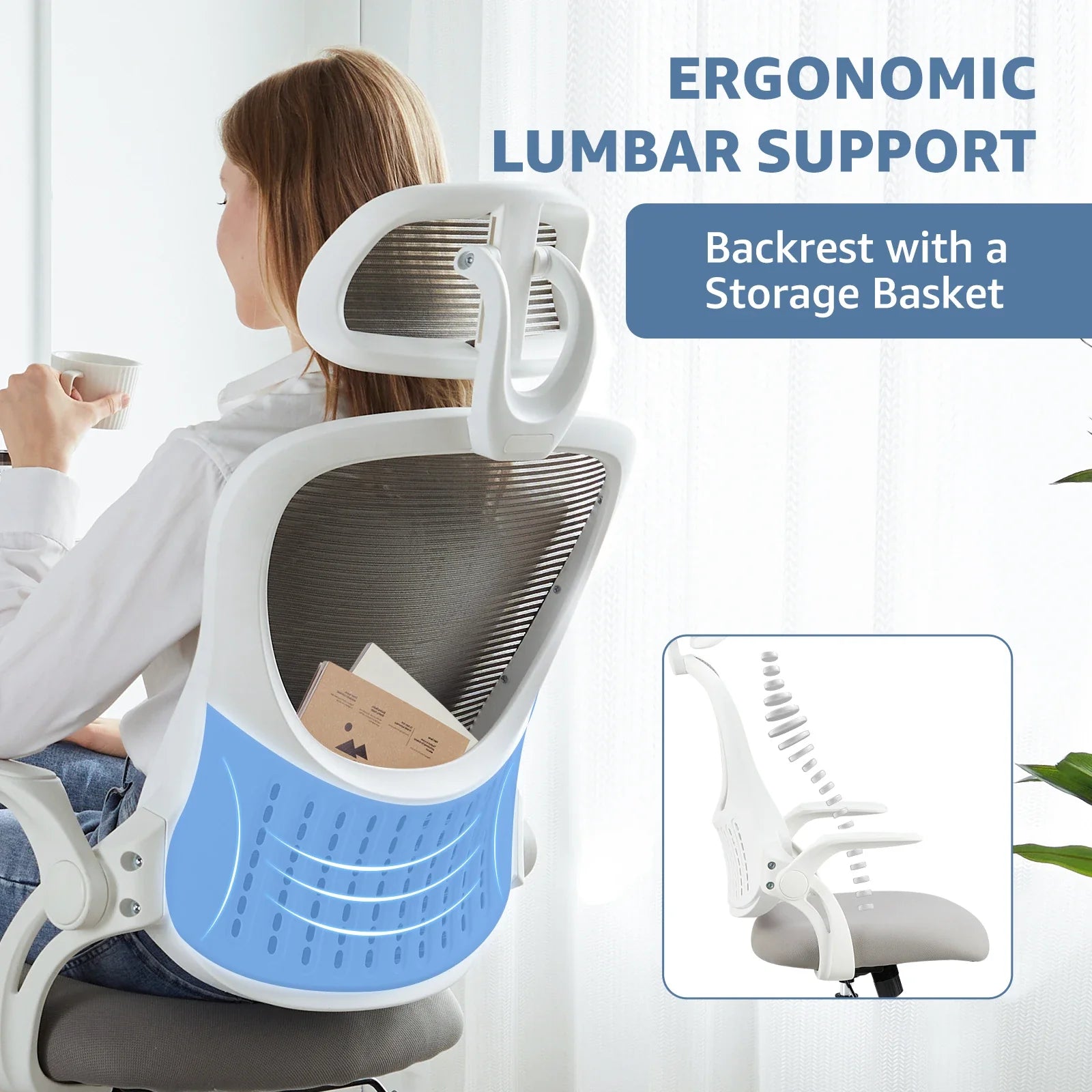 Mesh Ergonomic Office Chair – Adjustable Computer Desk Chair with Breathable Back Support.