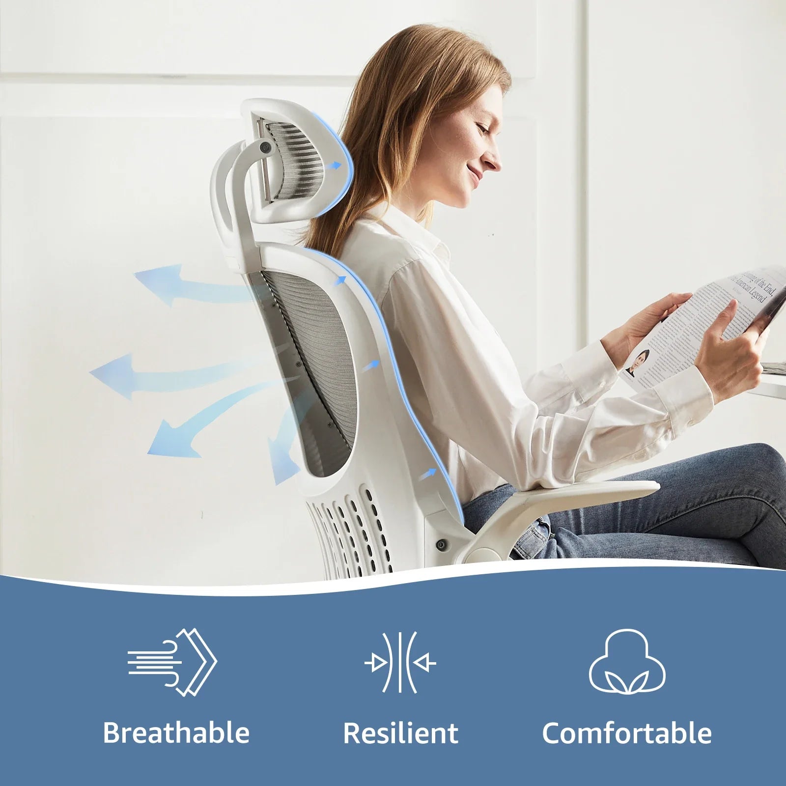 Mesh Ergonomic Office Chair – Adjustable Computer Desk Chair with Breathable Back Support.