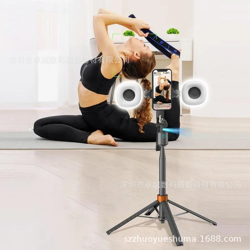 TrackShot AI Smart Tripod – Intelligent Auto Face Tracking Phone Stand with LED Fill Lights for Professional Content Creation