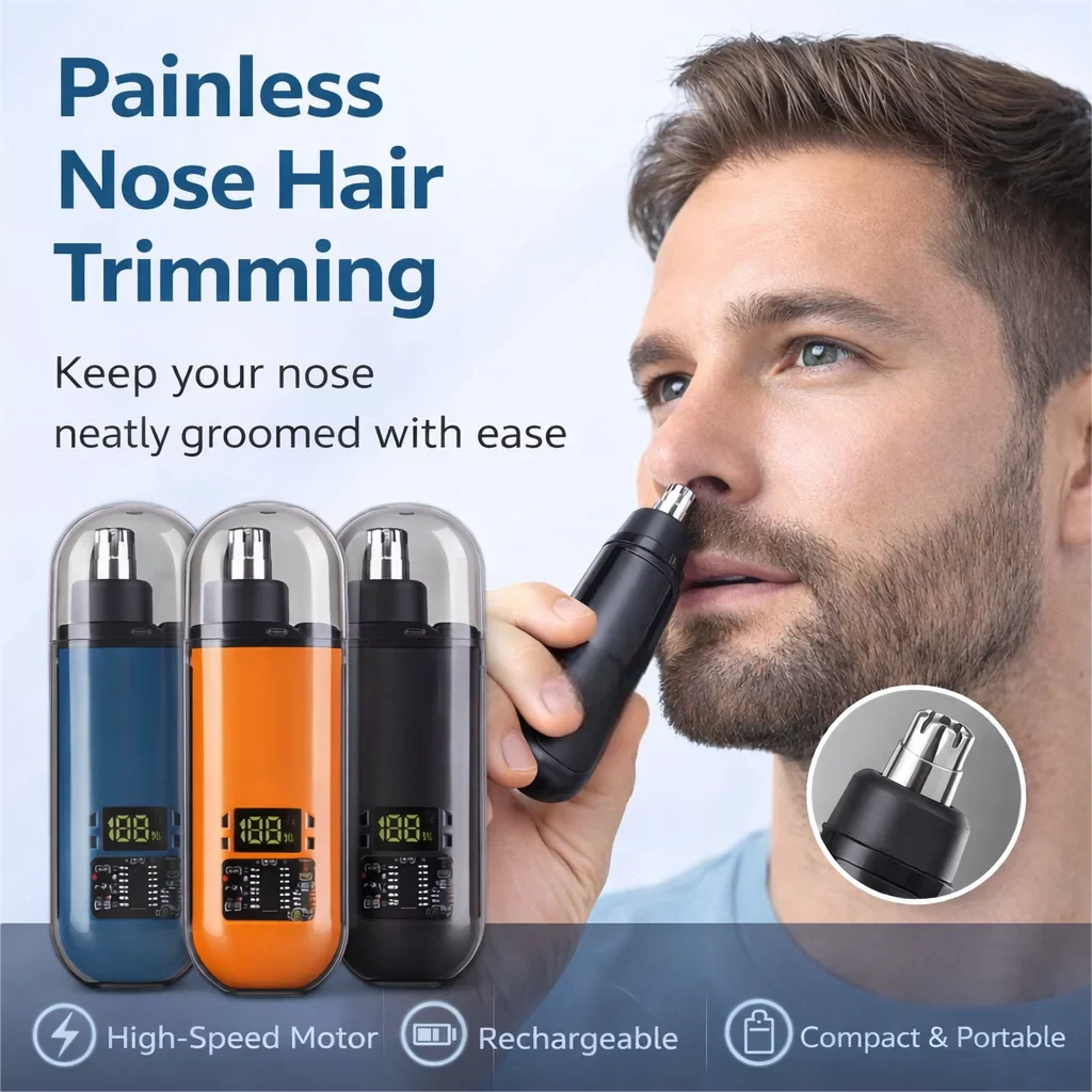 USB Rechargeable Nose Hair Trimmer(Precision Grooming for Nose, Ears, Eyebrows &amp; Facial Hair)