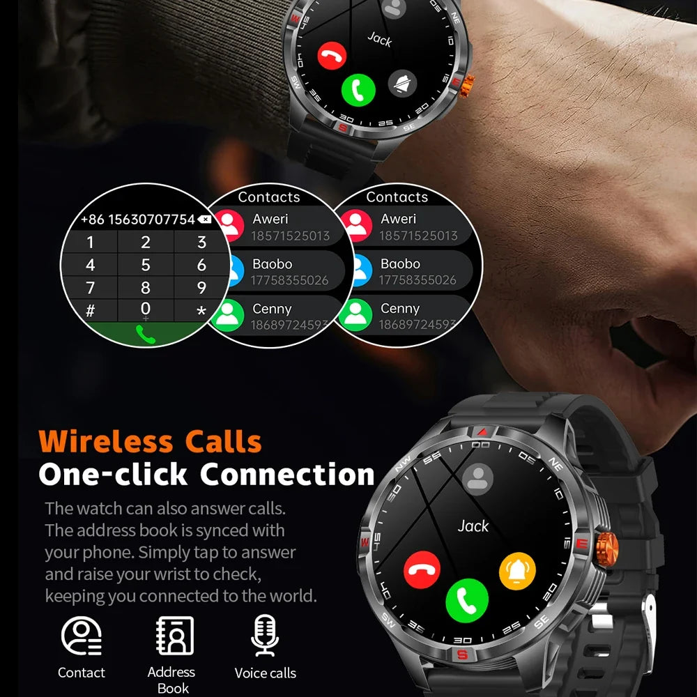 GPS Outdoor Military Men's Smart Watch 5ATM Waterproof Sports 1000 Battery Compass Health Monitoring Bluetooth Call Smartwatches