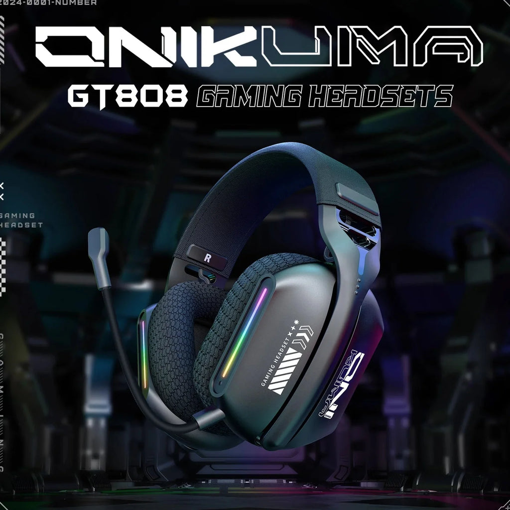 ONIKUMA GT808 Wireless Gaming Headset RGB Bluetooth 5.3 / 2.4G / 3.5mm with Mic
