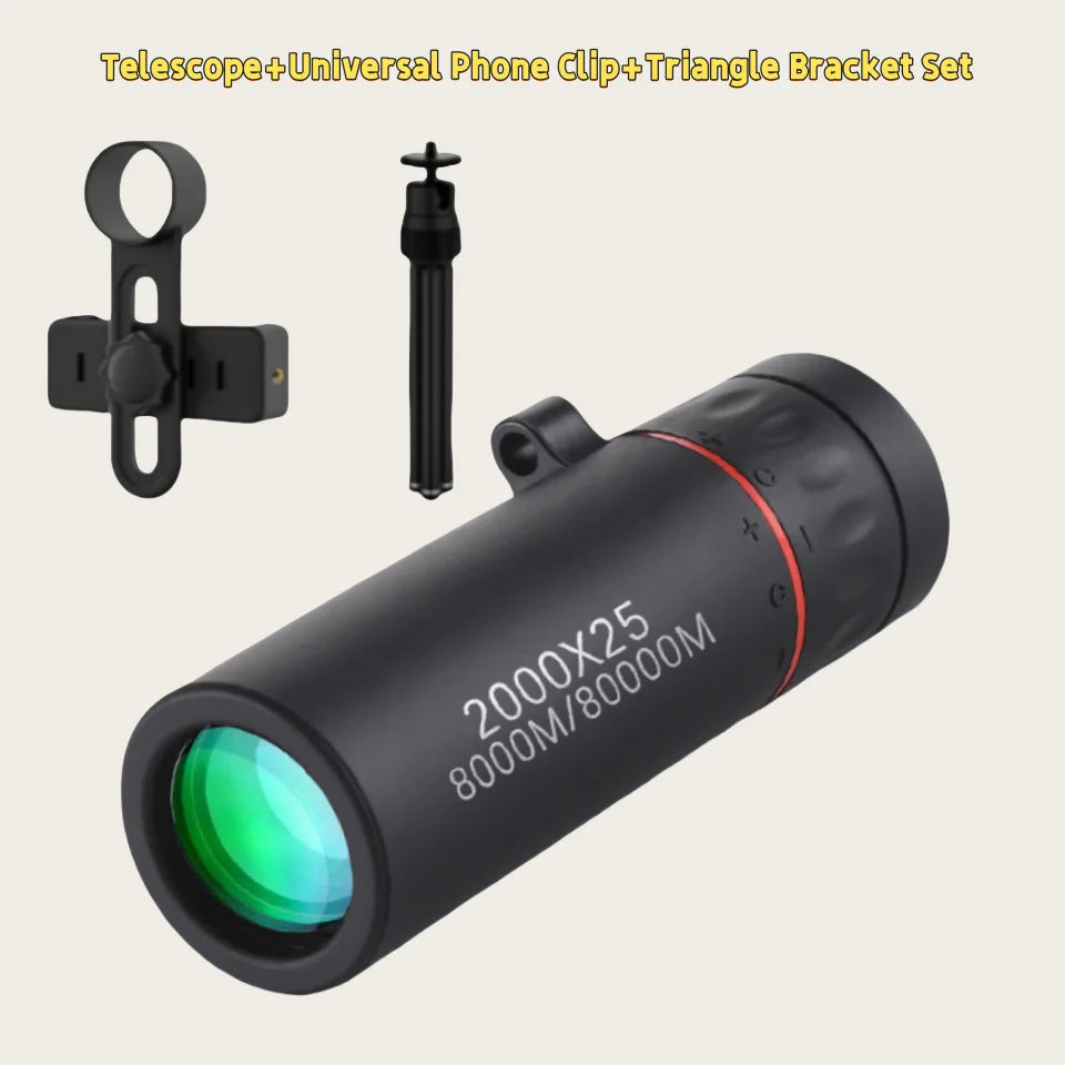 TacticalEdge 2000x25 HD Compact Monocular Telescope – High-Power Portable Scope for Travel, Hiking & Outdoor Exploration
