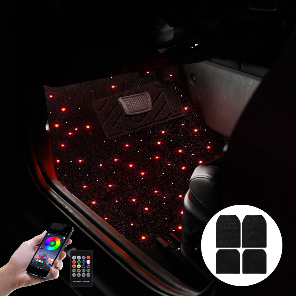 StarDrive RGB Car Floor Lights – Multi-Color LED Interior Ambient Lighting for Cars with App/Remote Control.