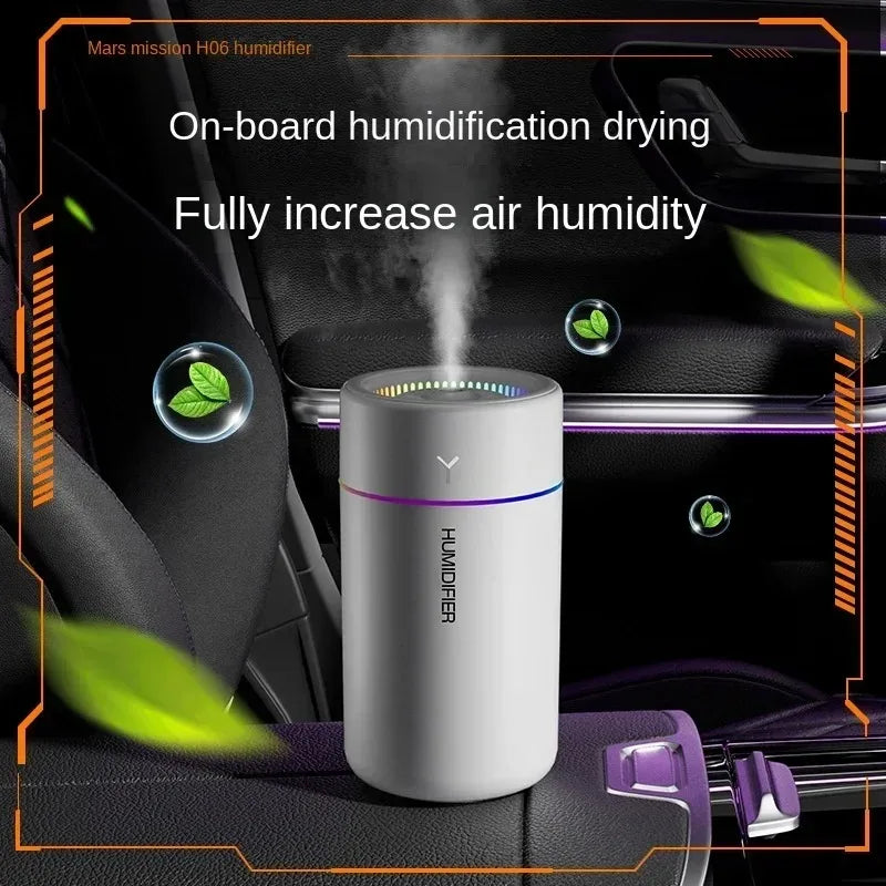 Car Air Humidifier 280ML – Large Capacity USB Aroma Diffuser with LED Light for Car use.
