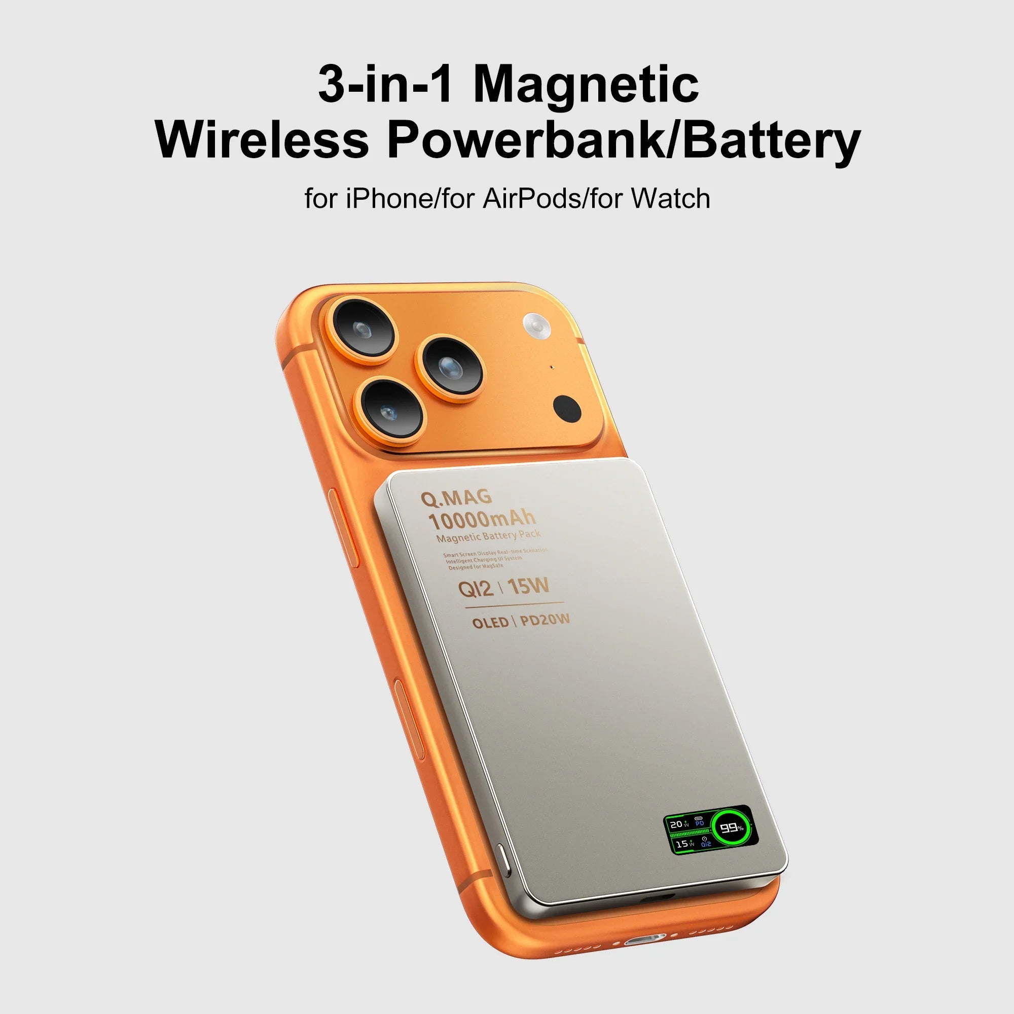 2.1 Magnetic Powerbank Wireless Fast Charing Spare Portable External Battery for iPhone 12-17 Pro Watch Airpods 5000/10000mAh