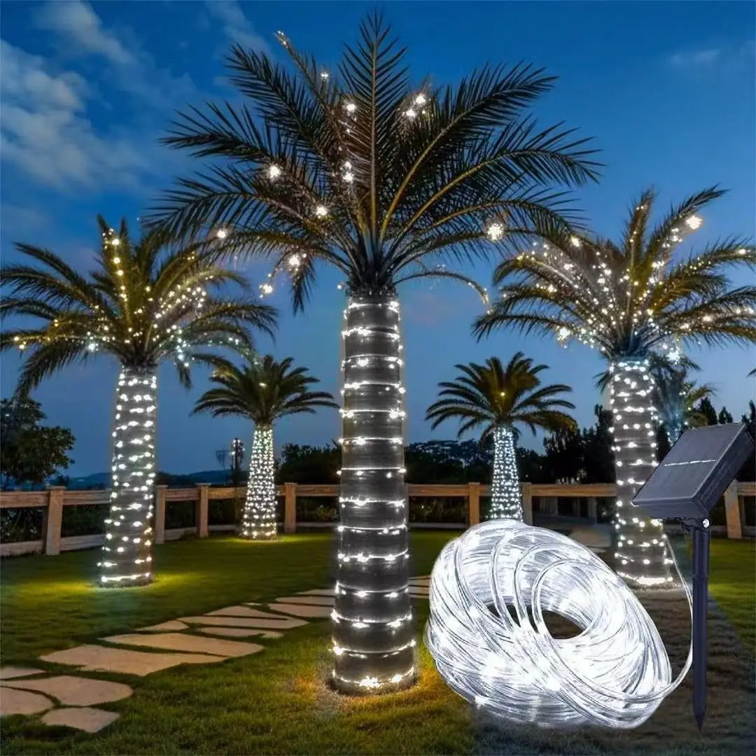12m/7m Solar String Lights Garden Waterproof Tube Rope Lamp Christmas Garland Lights