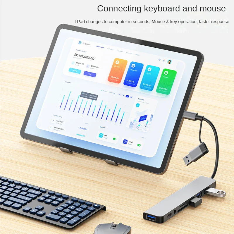 SmartGearPros 8-in-2 USB-C Hub – High-Speed Multiport Adapter with HDMI, USB & Card Reader for Seamless Connectivity