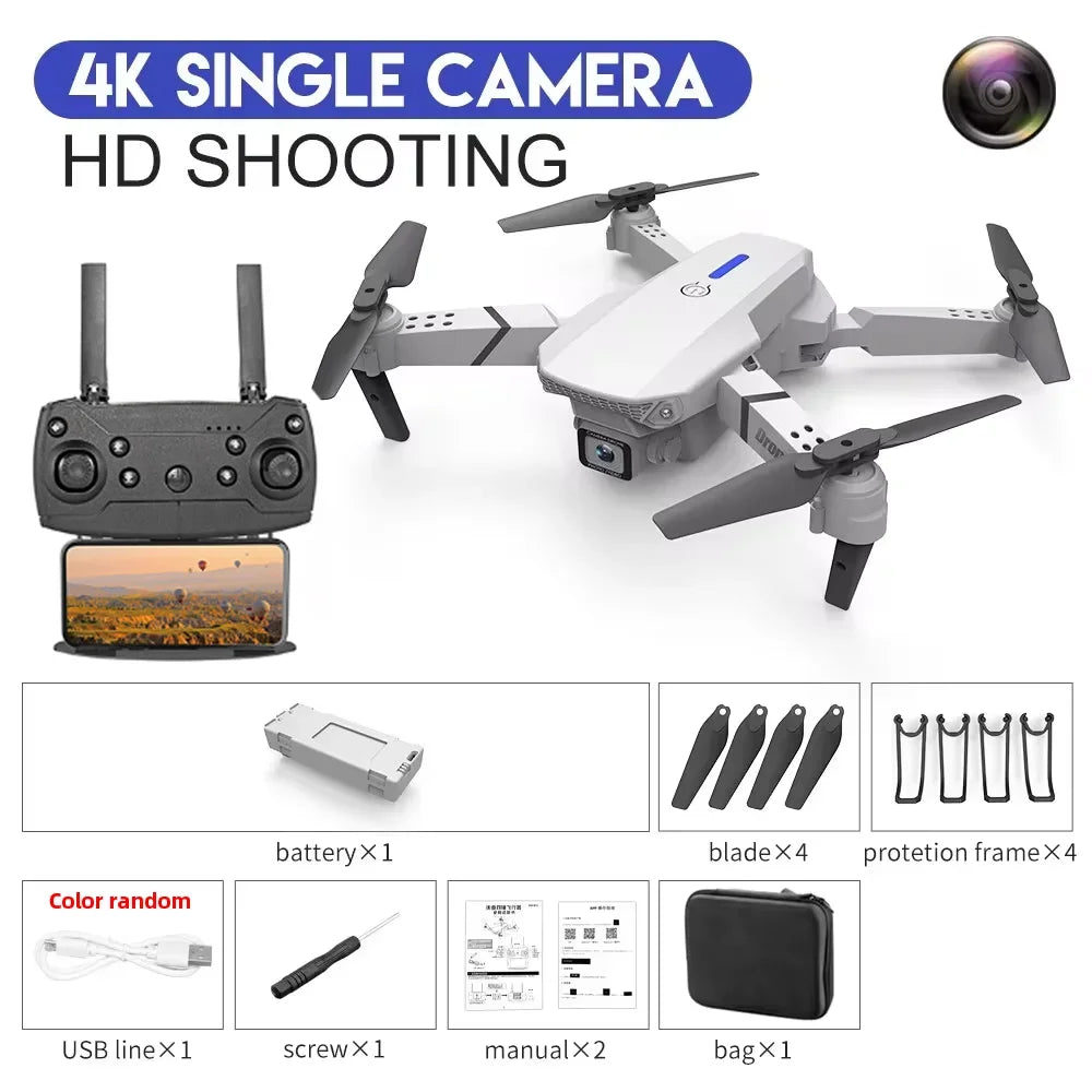 Foldable Drone 4K Single/Dual Camera WiFi FPV RC Quadcopter