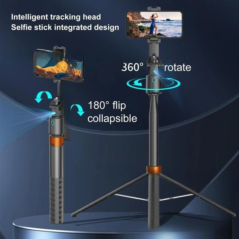 TrackShot AI Smart Tripod – Intelligent Auto Face Tracking Phone Stand with LED Fill Lights for Professional Content Creation