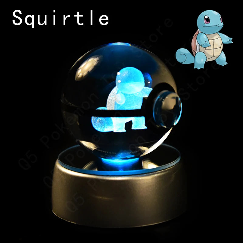 Pokémon 3D Crystal Ball Night Light – Premium LED Glass Globe Lamp with Pikachu, Mewtwo, Mew & Gengar on Illuminated Base