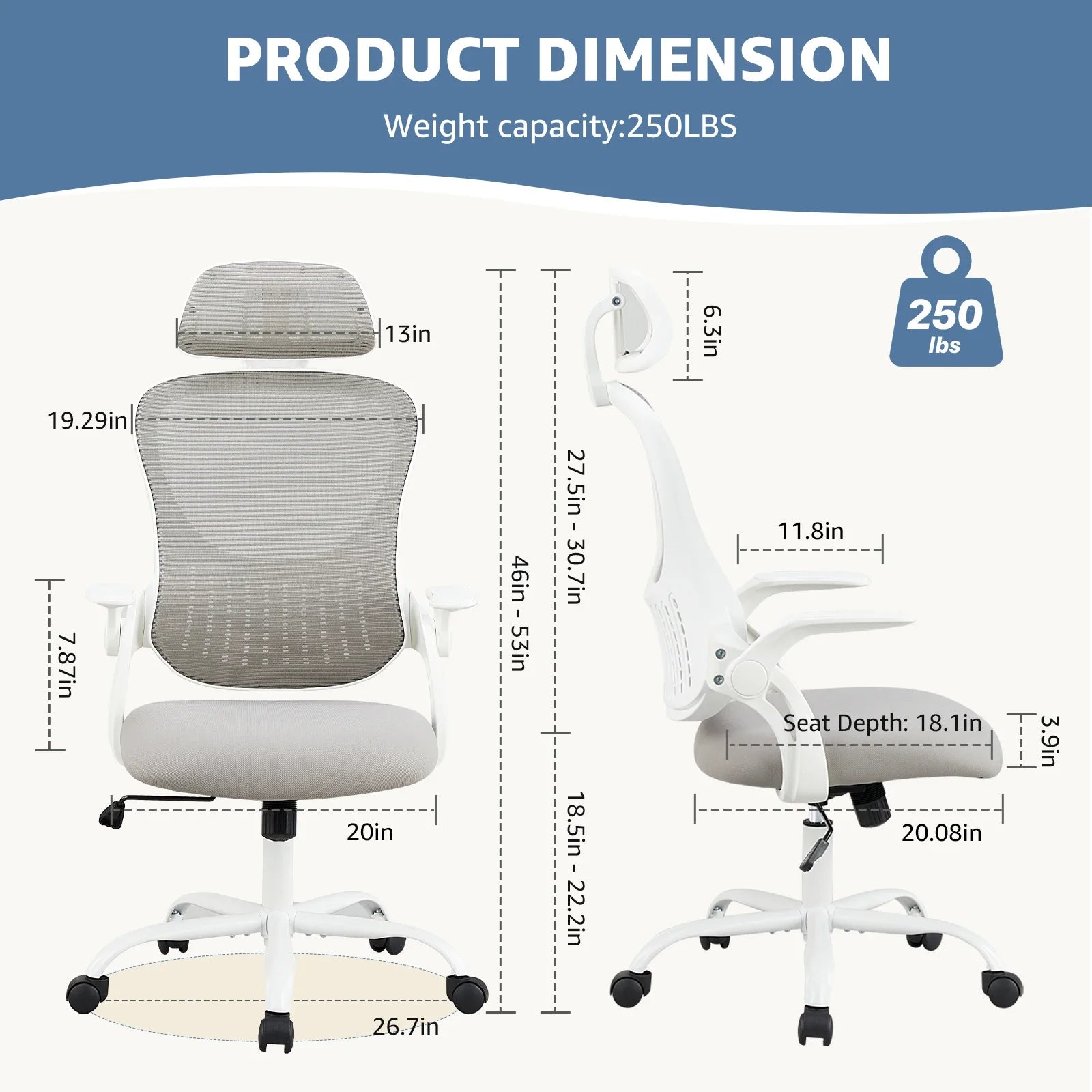 Mesh Ergonomic Office Chair – Adjustable Computer Desk Chair with Breathable Back Support.