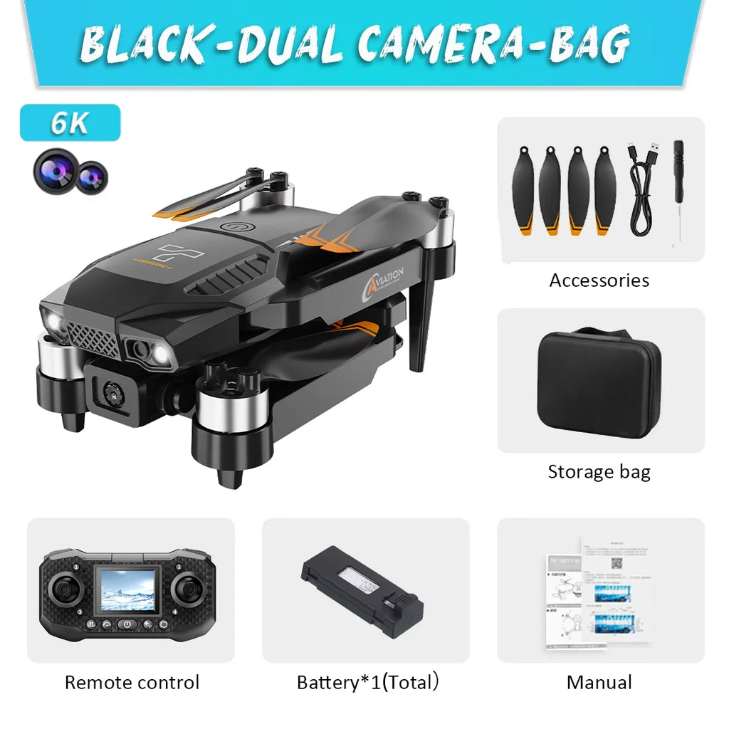 F198 Drone Professional Dual Camera With 1080P WIFI FPV HD Aerial Photography Wide Angle Brushless RC Foldable Quadcopter.