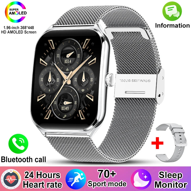 New Ultra Thin Smart Watch men 1.96" AMOLED HD Pixel Display Always Show Time BT Call Reminder Smartwatch Ladies For Android iOS