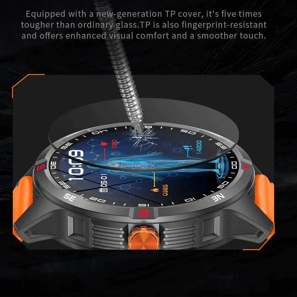GPS Outdoor Military Men's Smart Watch 5ATM Waterproof Sports 1000 Battery Compass Health Monitoring Bluetooth Call Smartwatches