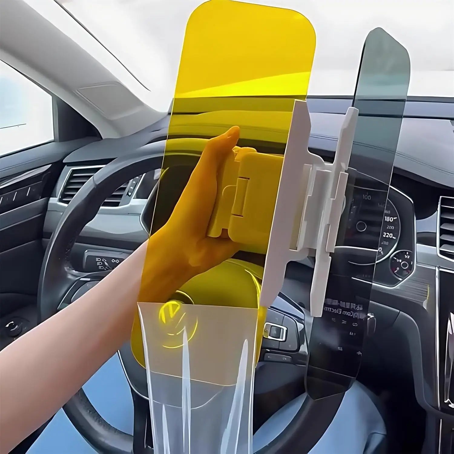 ClearDrive Day & Night Visor Shield – Anti-Glare HD Sun Visor for Car with Enhanced Driving Visibility & Eye Protection.