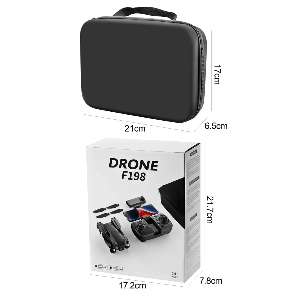 F198 Drone Professional Dual Camera With 1080P WIFI FPV HD Aerial Photography Wide Angle Brushless RC Foldable Quadcopter.
