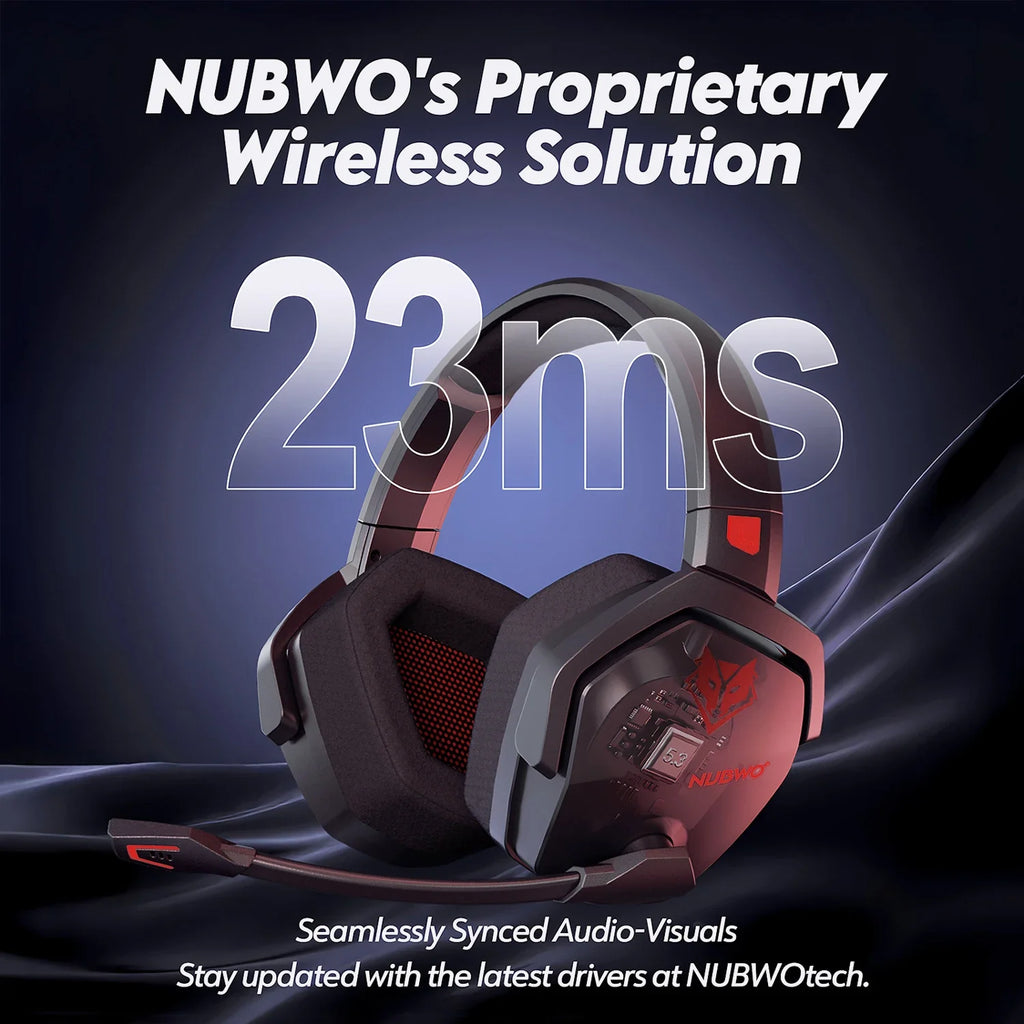 NUBWO G06 Wireless Gaming Headset 2.4GHz Bluetooth 5.3 with Mic 50mm Drivers