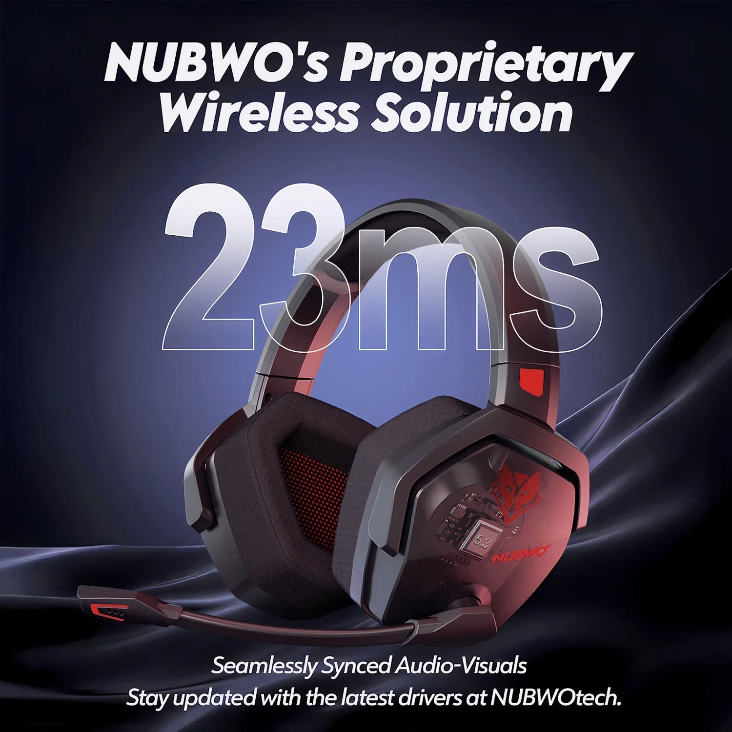 NUBWO G06 Wireless Gaming Headset 2.4GHz Bluetooth 5.3 with Mic 50mm Drivers