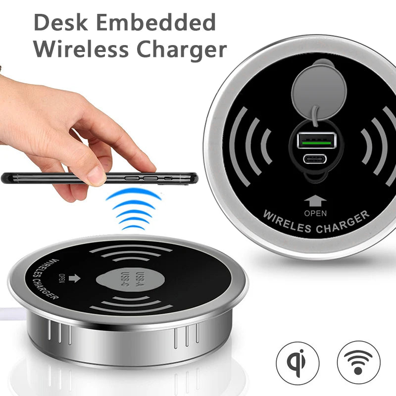 ClearDesk Fast Wireless Charging Pad – Qi-Compatible Smartphone Charger with Slim Minimal Design for Desk & Nightstand Use.