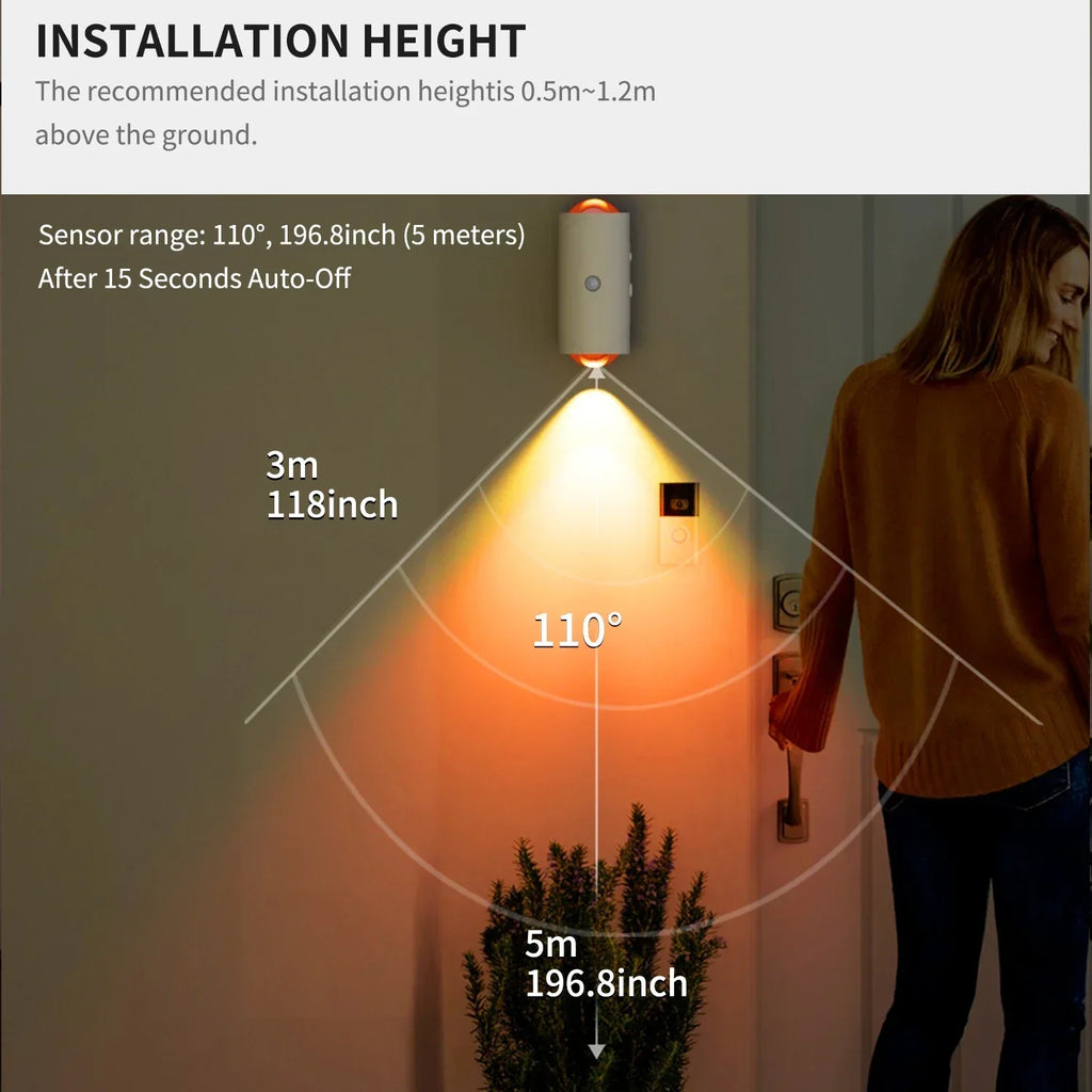 GlowSense 7-Color Motion Sensor Light – Wireless LED Night Light with Auto On/Off for Home, Stairs & Wardrobe