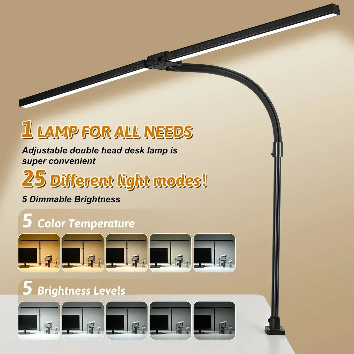 Smart Double-Head LED Desk Lamp – Adjustable Eye-Protection Lighting System for Comfortable Study, Work & Long Reading Sessions