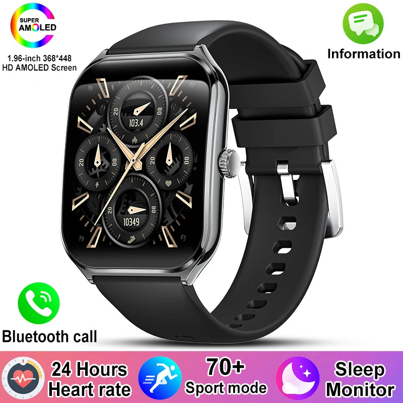 New Ultra Thin Smart Watch men 1.96" AMOLED HD Pixel Display Always Show Time BT Call Reminder Smartwatch Ladies For Android iOS