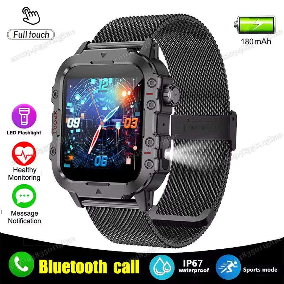 Men’s Military-Style Smart Watch | Bluetooth Call | Fitness & Activity Tracker | 1.44” Touch Screen | 3ATM Life Waterproof | Android & iOS