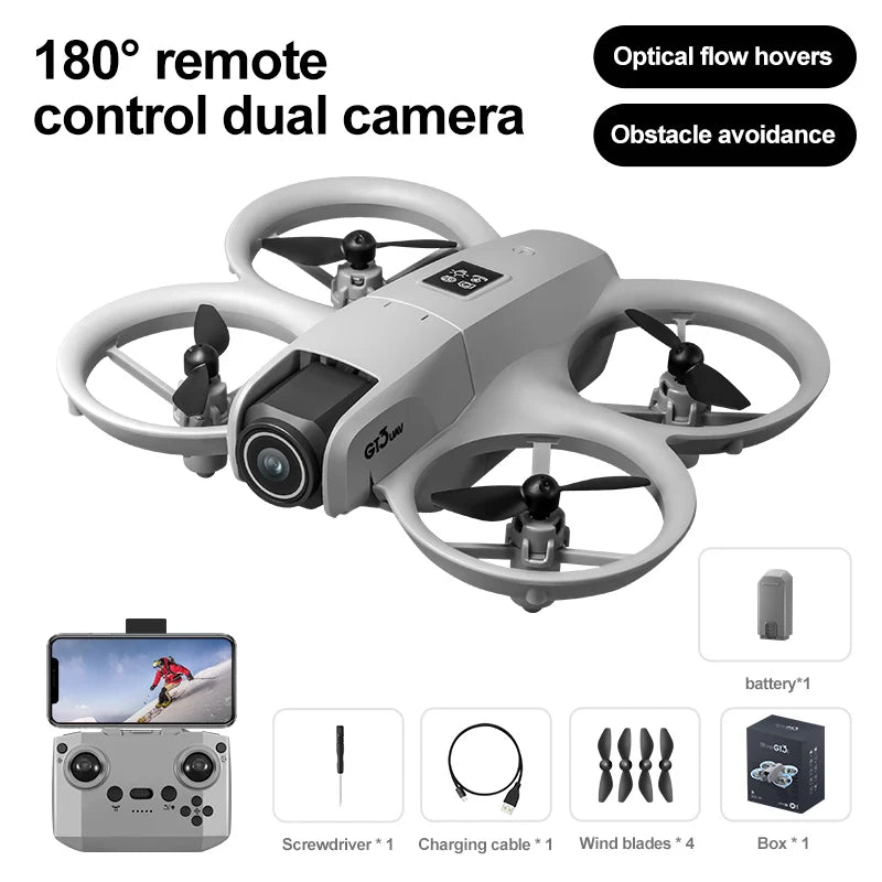GT3 Drone 8K HD Dual Cameras 180° FPV 5G WIFI Brushless Motors Intelligence Obstacle Avoidance Foldable Quadcopters.
