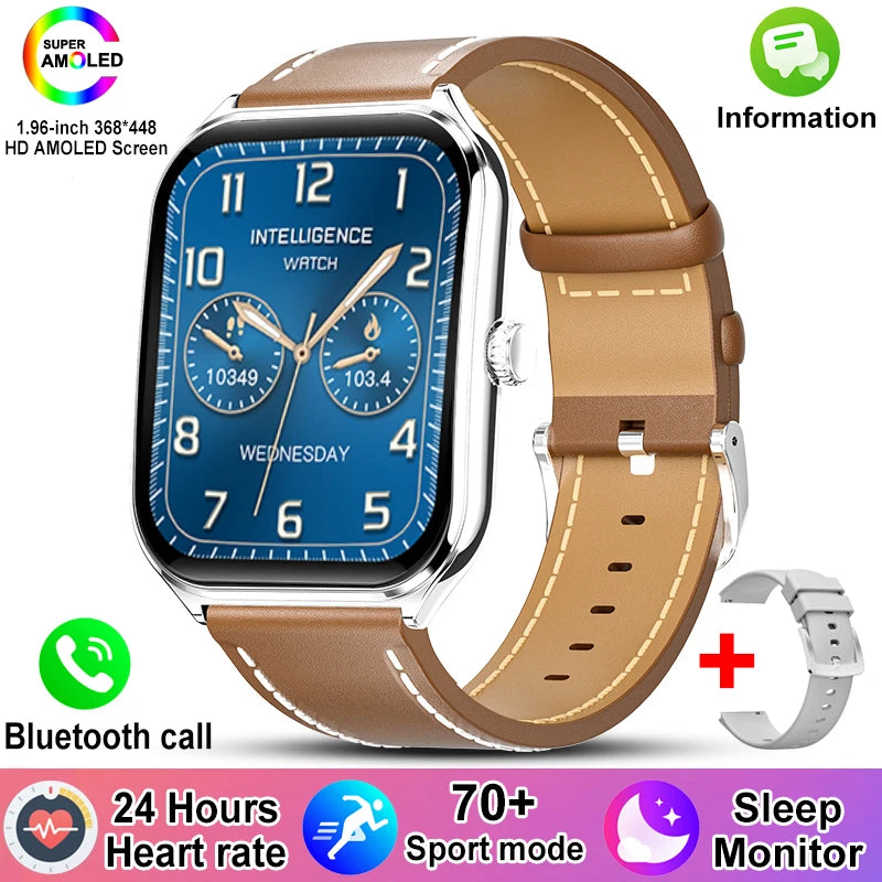 New Ultra Thin Smart Watch men 1.96" AMOLED HD Pixel Display Always Show Time BT Call Reminder Smartwatch Ladies For Android iOS