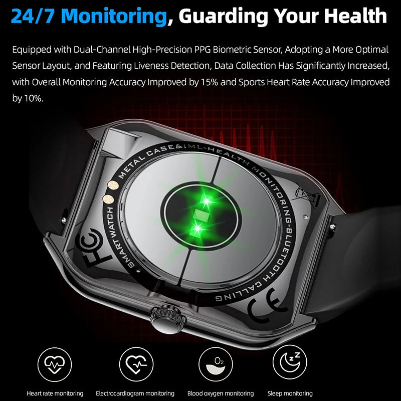 New Ultra Thin Smart Watch men 1.96" AMOLED HD Pixel Display Always Show Time BT Call Reminder Smartwatch Ladies For Android iOS