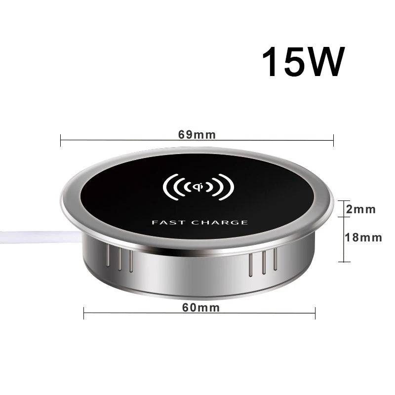 ClearDesk Fast Wireless Charging Pad – Qi-Compatible Smartphone Charger with Slim Minimal Design for Desk & Nightstand Use.