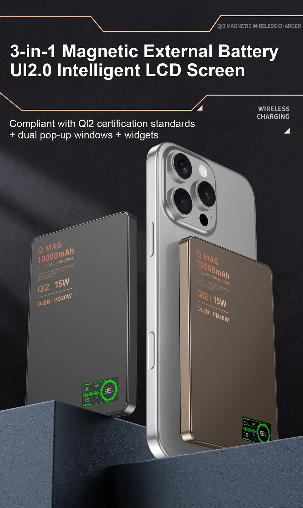 2.1 Magnetic Powerbank Wireless Fast Charing Spare Portable External Battery for iPhone 12-17 Pro Watch Airpods 5000/10000mAh