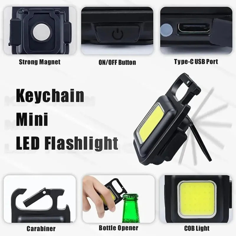 Ultra Bright Mini LED Keychain Flashlight – Portable Pocket Torch with Key Ring, USB Rechargeable Emergency Light for Travel & Outdoor Use