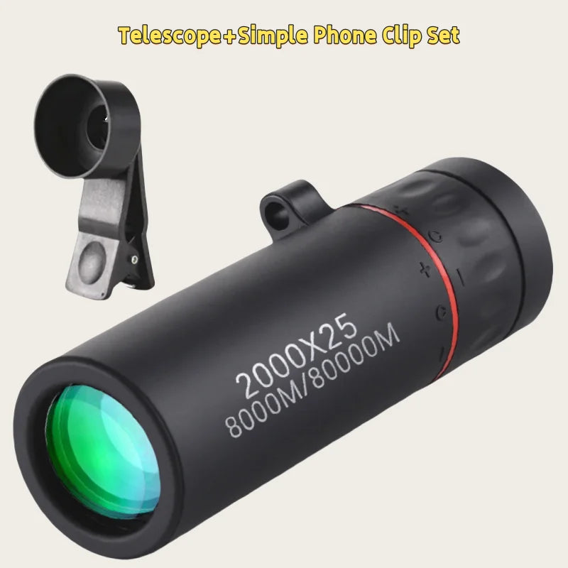 TacticalEdge 2000x25 HD Compact Monocular Telescope – High-Power Portable Scope for Travel, Hiking & Outdoor Exploration