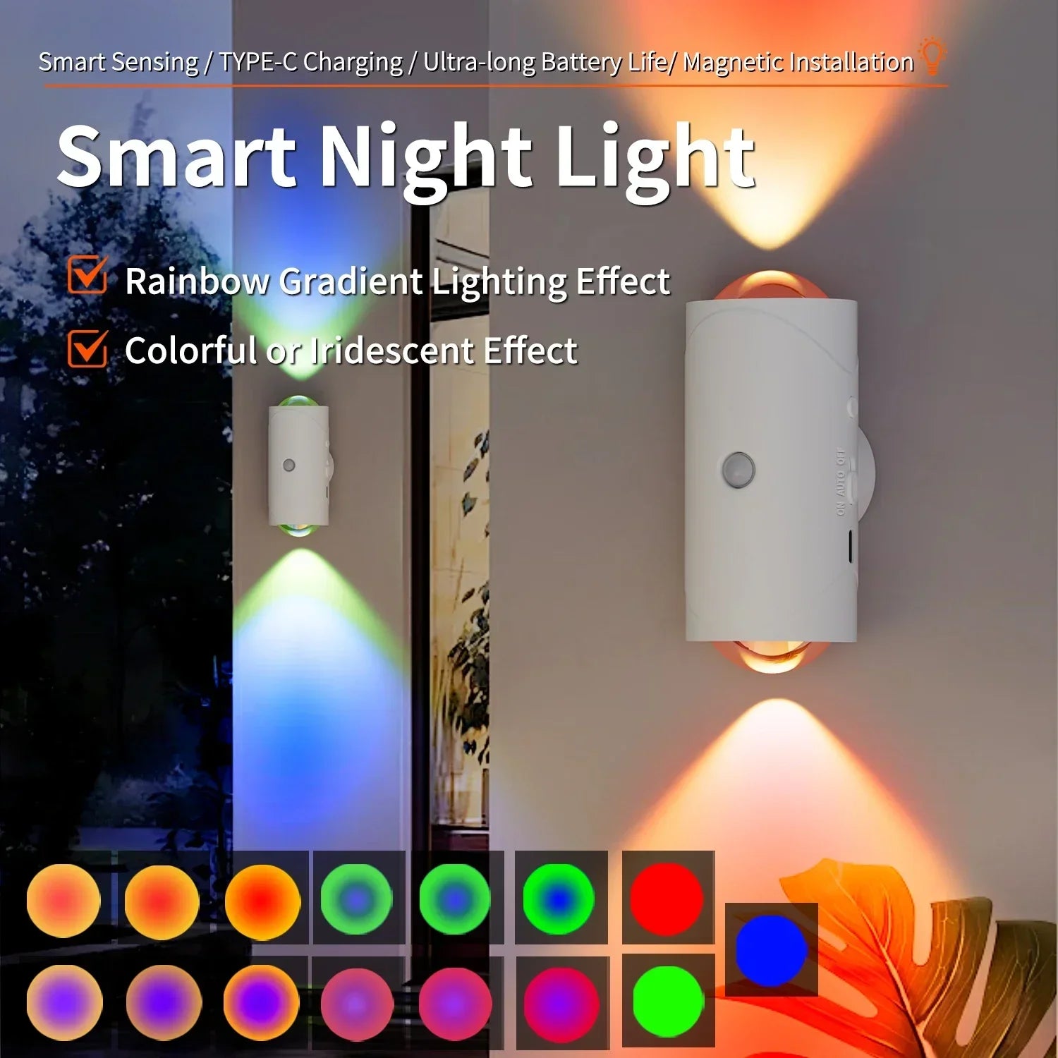 GlowSense 7-Color Motion Sensor Light – Wireless LED Night Light with Auto On/Off for Home, Stairs & Wardrobe