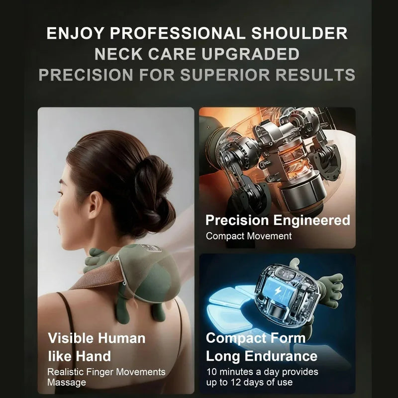 Intelligent Fully Automatic Neck & Shoulder Massager – Deep Tissue Relaxation with Finger Pressure Massage Technology