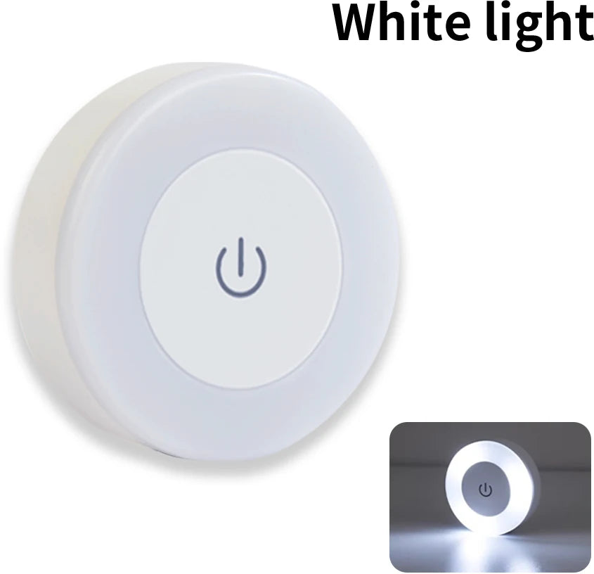 Touch-Dimmable Rechargeable LED Puck Night Light - Magnetic Mount, USB Charging