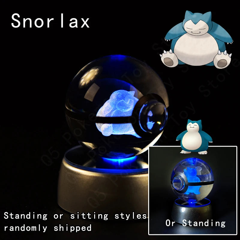 Pokémon 3D Crystal Ball Night Light – Premium LED Glass Globe Lamp with Pikachu, Mewtwo, Mew & Gengar on Illuminated Base