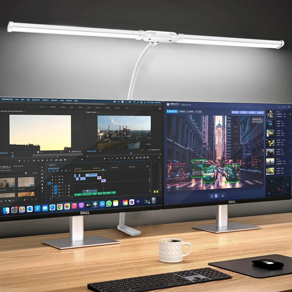 Smart Double-Head LED Desk Lamp – Adjustable Eye-Protection Lighting System for Comfortable Study, Work & Long Reading Sessions