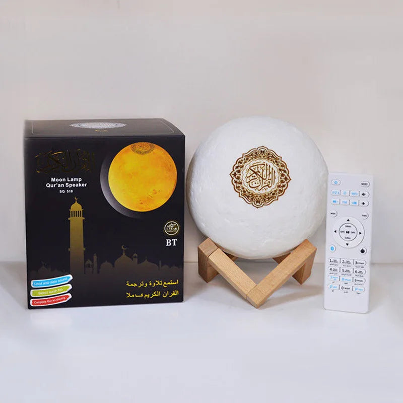 Quran Azan Night Light Speaker – LED Ambient Lamp with Wireless Bluetooth Audio & Prayer Adhan Sound