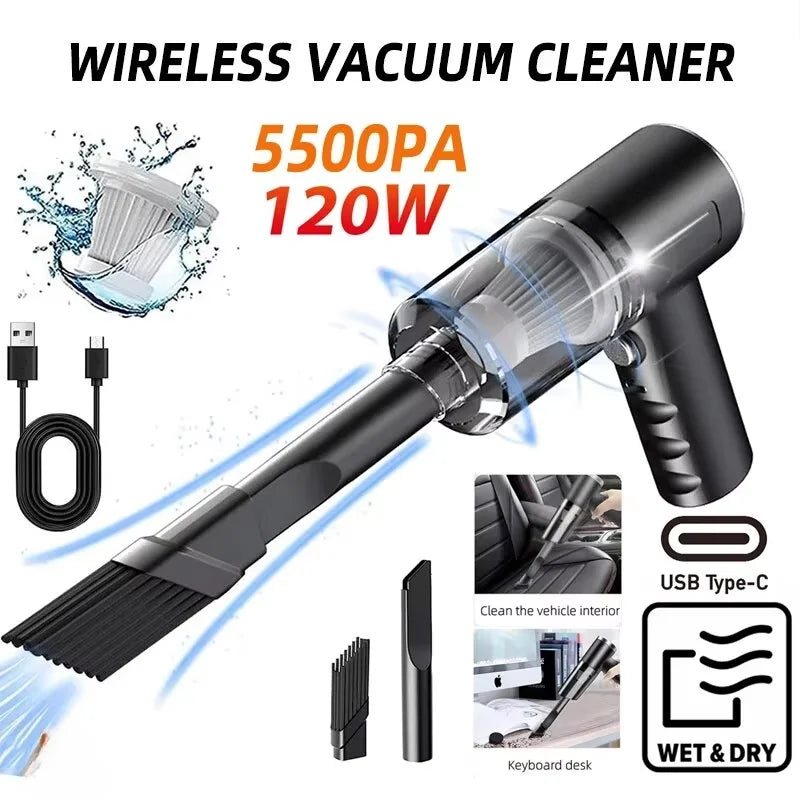 Smart 120W Wireless Handheld Vacuum Cleaner – Powerful Cordless Cleaning Device for Home & Car with Portable Design
