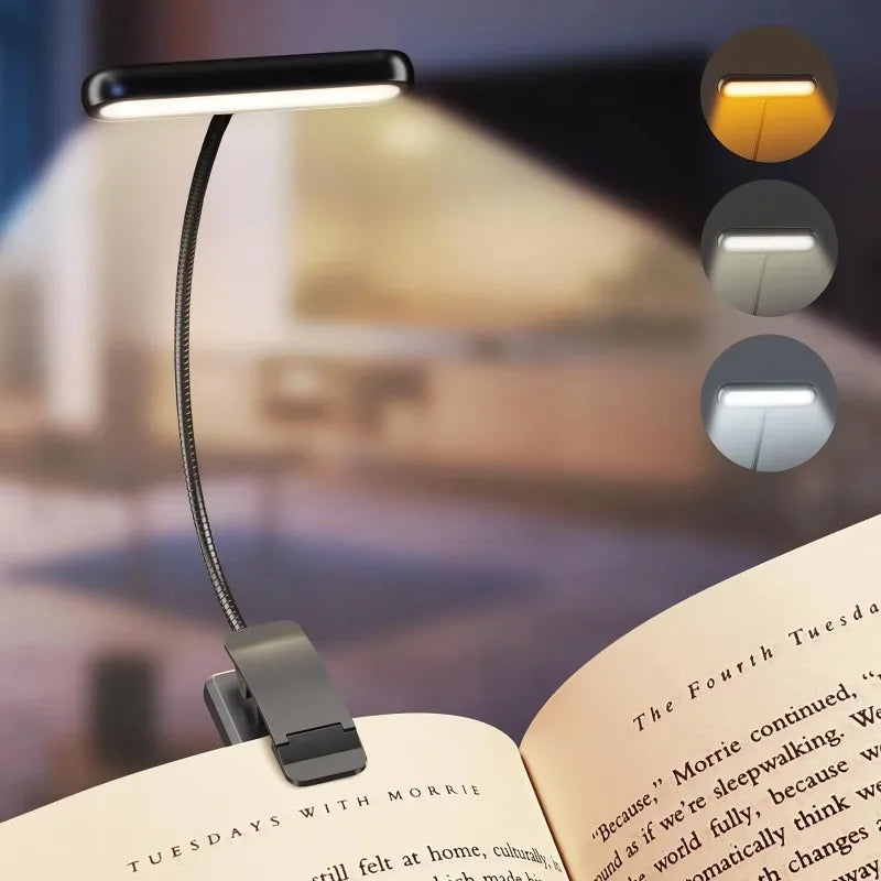 Smart Rechargeable Clip-On LED Reading Light – Portable Eye-Protection Book Lamp with Adjustable Brightness for Comfortable Night Reading