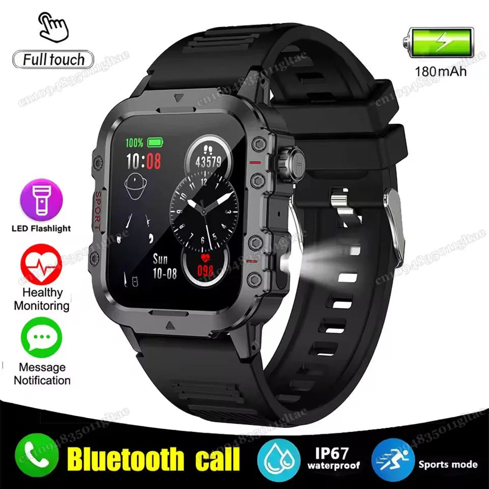 Men’s Military-Style Smart Watch | Bluetooth Call | Fitness & Activity Tracker | 1.44” Touch Screen | 3ATM Life Waterproof | Android & iOS